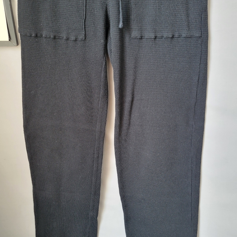 Aritzia Tna Thermal Waffle Knit Wide‎ Leg Pant Black XS - Picture 6 of 12